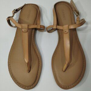 Old Navy Flat Sandals Womens Size 9 Beige Slingback Strap Flip Flop Buckle